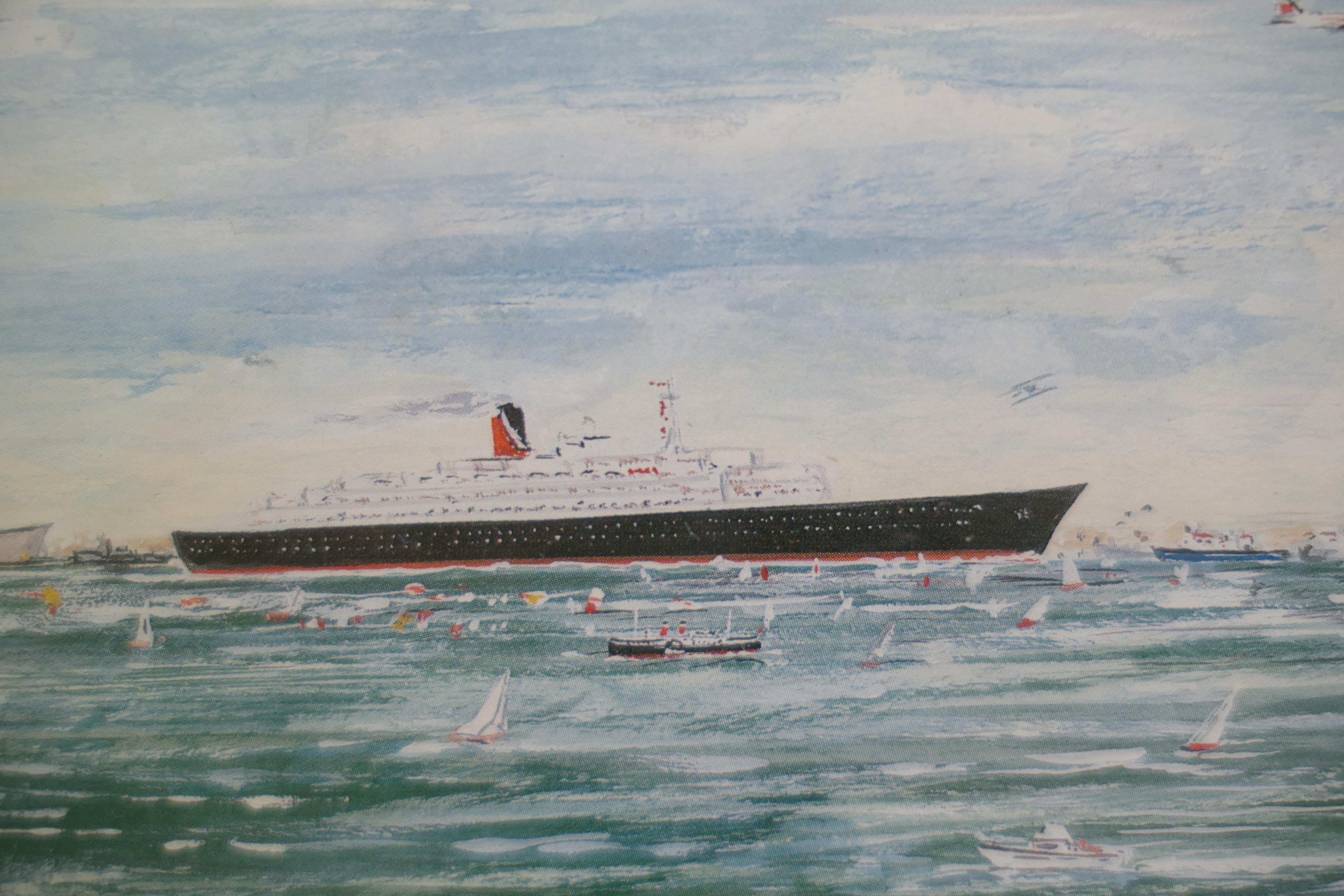 1994 Acuarela, Revisión de la Flota de Spithead por Mike Miller finales del siglo XX en venta