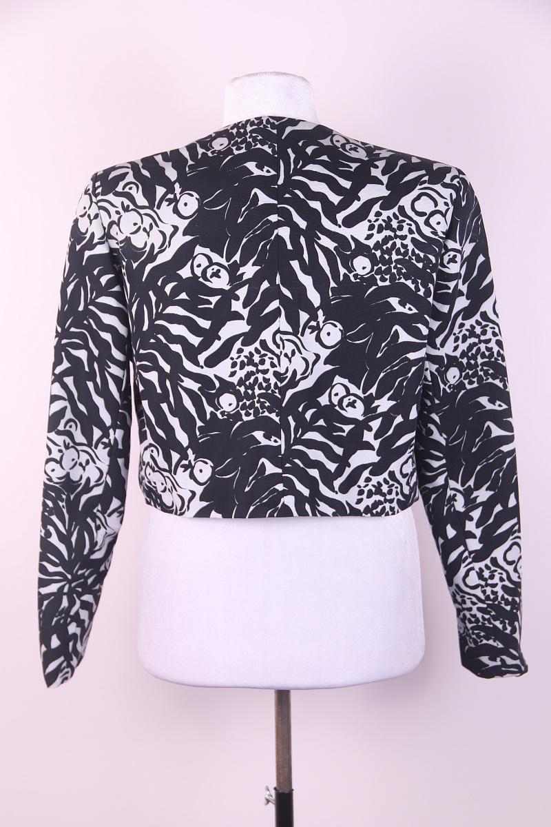 Black 1994 Yves Saint Laurent black and white crop jacket For Sale