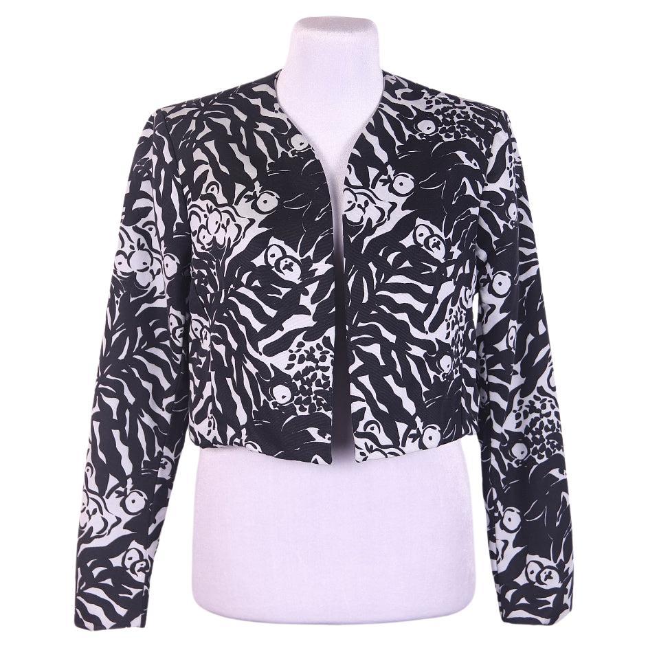 1994 Yves Saint Laurent black and white crop jacket For Sale