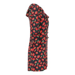 1994 Yves Saint Laurent Red Carnation Print Dress