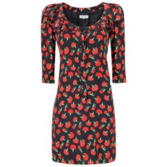 1994 Yves Saint Laurent Red Carnation Print Dress
