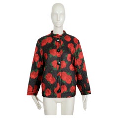 1994 YVES SAINT LAURENT rose printed silk quilted RUNWAY jacket
