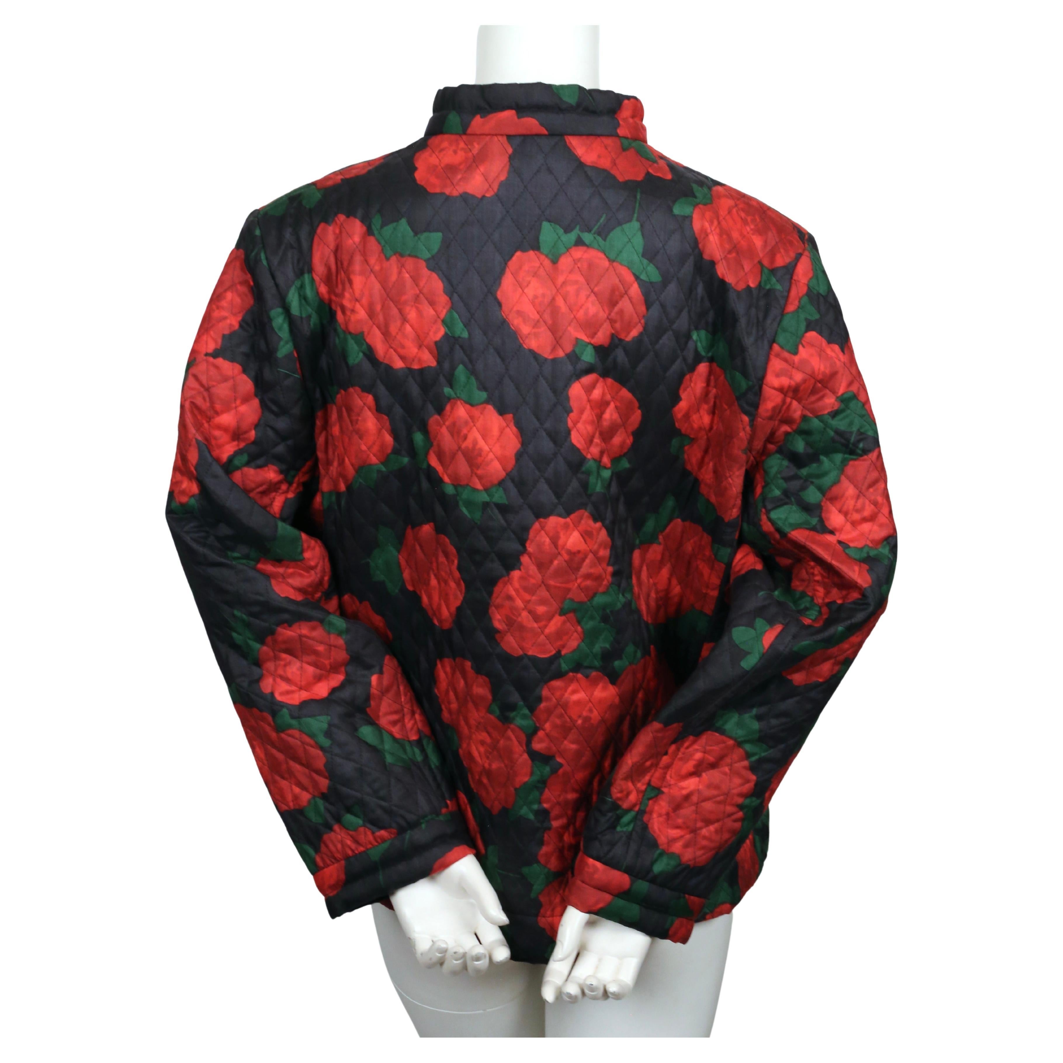 1994 YVES SAINT LAURENT rose printed silk quilted RUNWAY jacket  For Sale 1