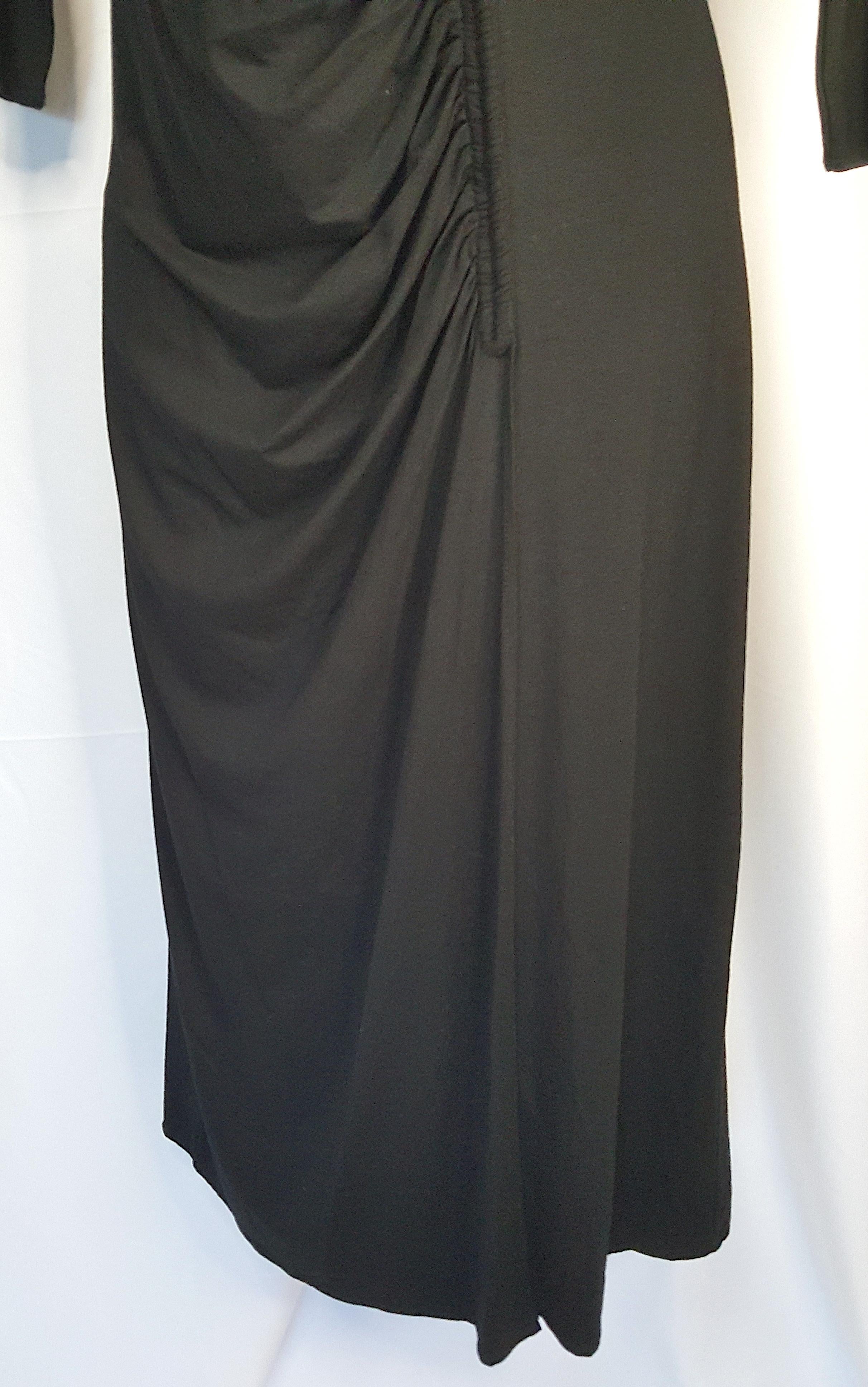 MartinMargiela S/S2008 PlungingVneck Bias Ruched Halter SlitDress Black Top In Excellent Condition For Sale In Chicago, IL