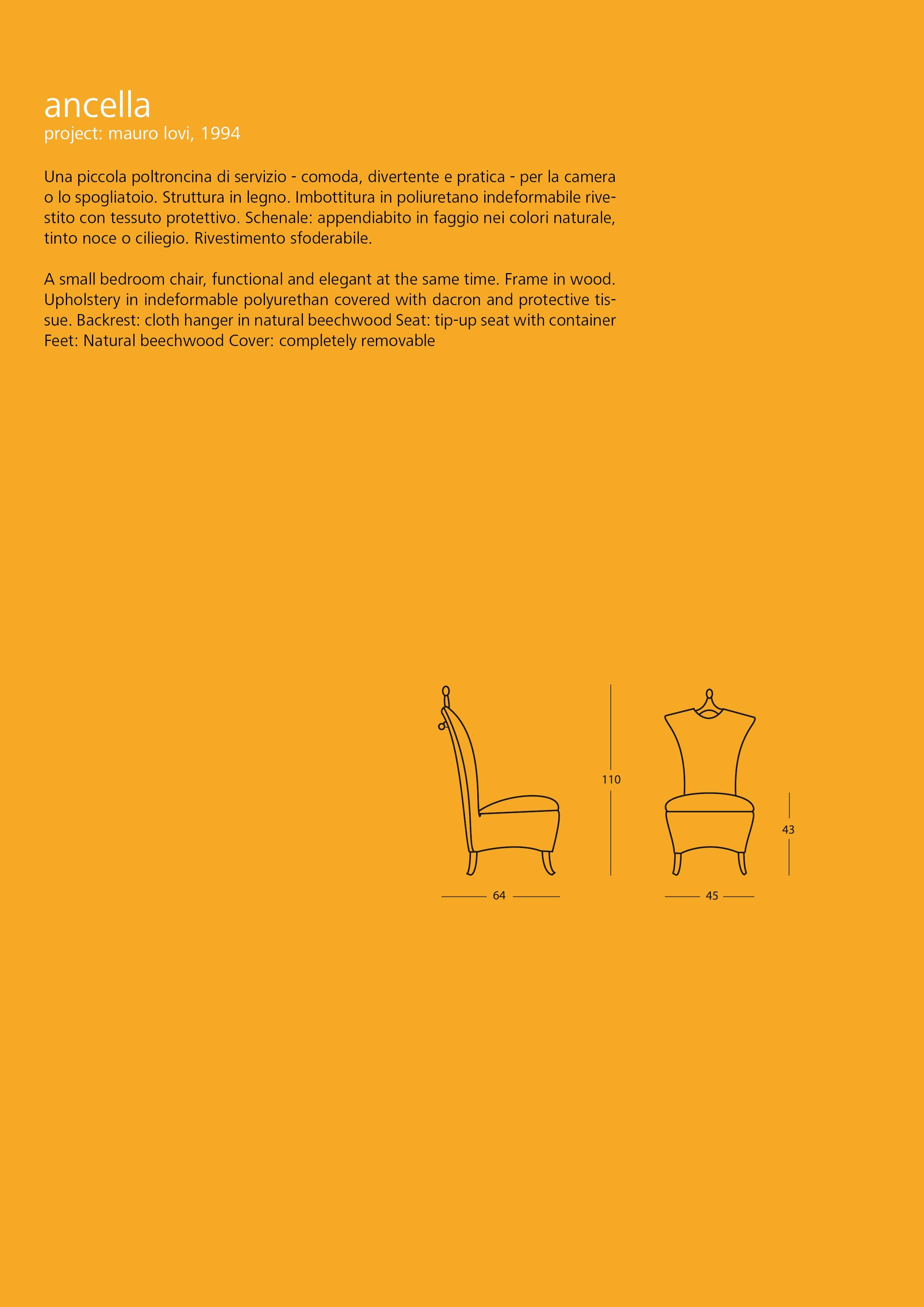 Modern 1994's Ancella Armchair project by M. Lovi for Giovannetti Collezioni For Sale