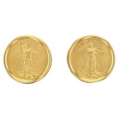 Vintage 1995 1/10OZ American Eagle Lady Liberty Gold Coin Cuff Links