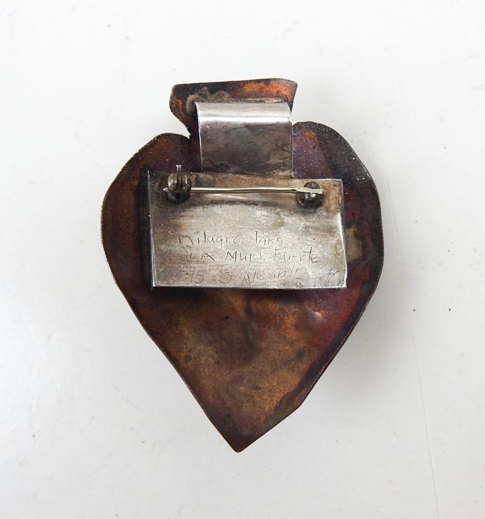 Spanish Colonial 1995 Alejandro Sifuentes Milagro Heart Brooch or Pendant For Sale