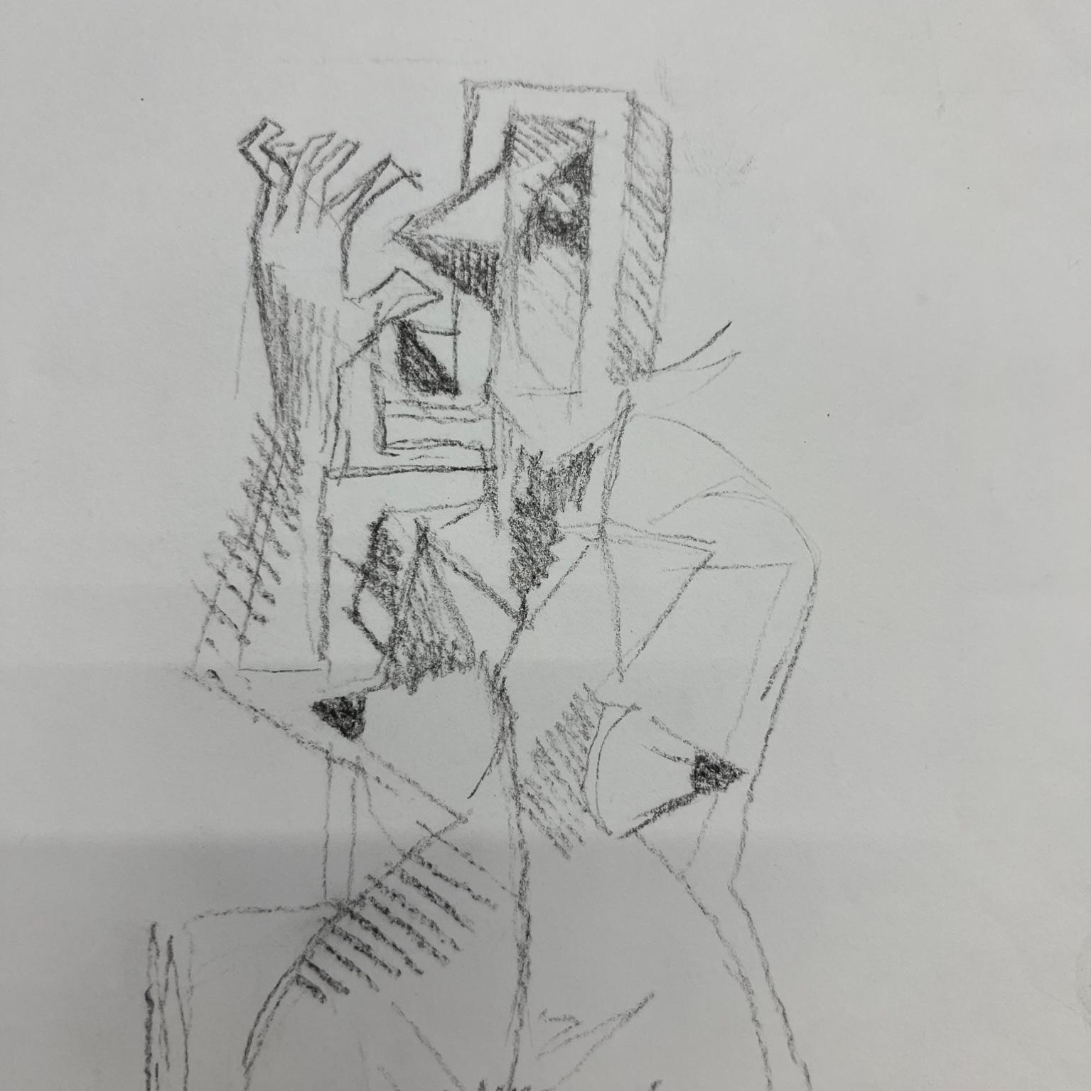 Mexican 1995 Byron Gálvez Abstract Modernism Artwork Pencil on Paper Mexico For Sale