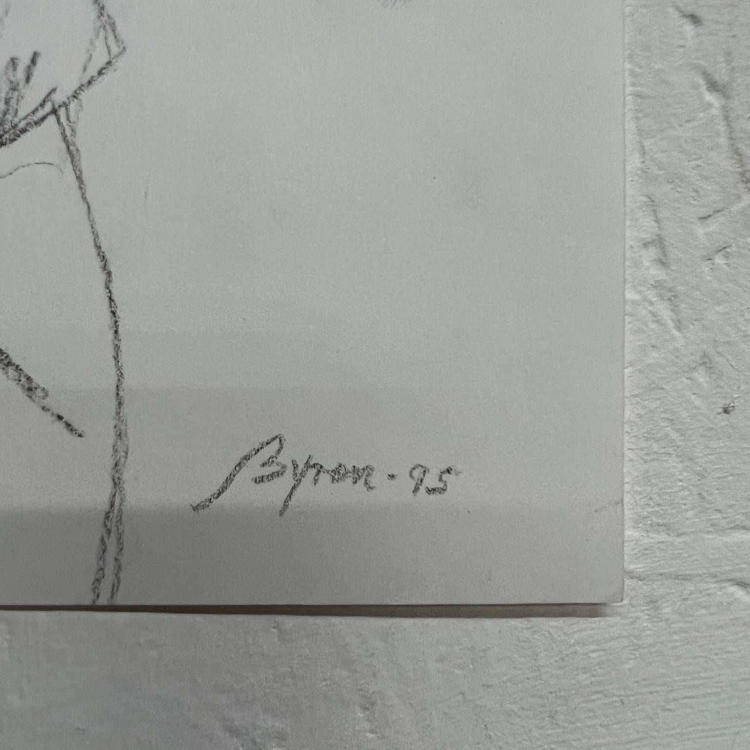 1995 Byron Gálvez Mexico Abstract Modernism Artwork Pencil White Paper For Sale 1