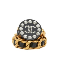 Chanel 1995 Ceinture T70 Maxi CC black Leather Chain belt US26 US27