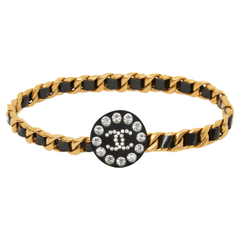 CHANEL Black and Gold Chain Belt with Iconic CC Logo Chanel Gold Iconic Logo Cc Runway Vintage 1993 Very Rare  main image 4