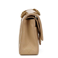 1995 Chanel Biege Quilted Lambskin Leather Medium Classic Double Flap Bag