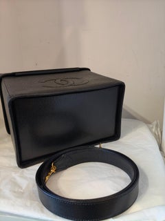 1995 Chanel black caviar leather vanity two-way shoulder or handle bag
