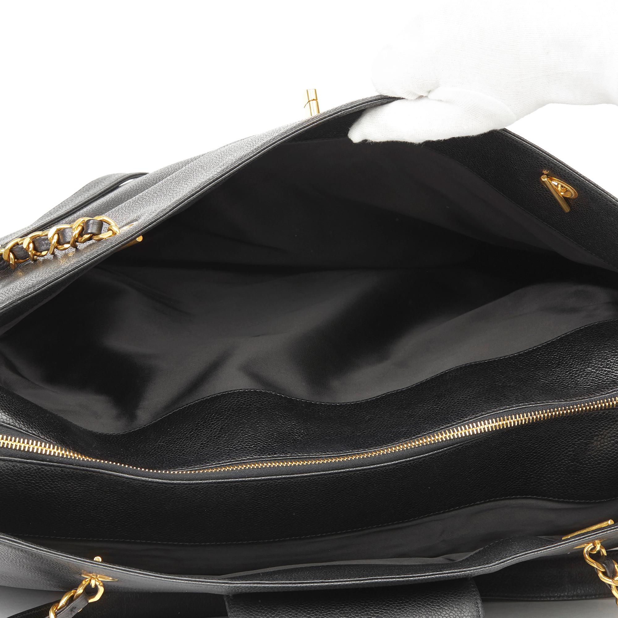 1995 Chanel Black Caviar Leather Vintage Jumbo XL Supermodel Tote 6