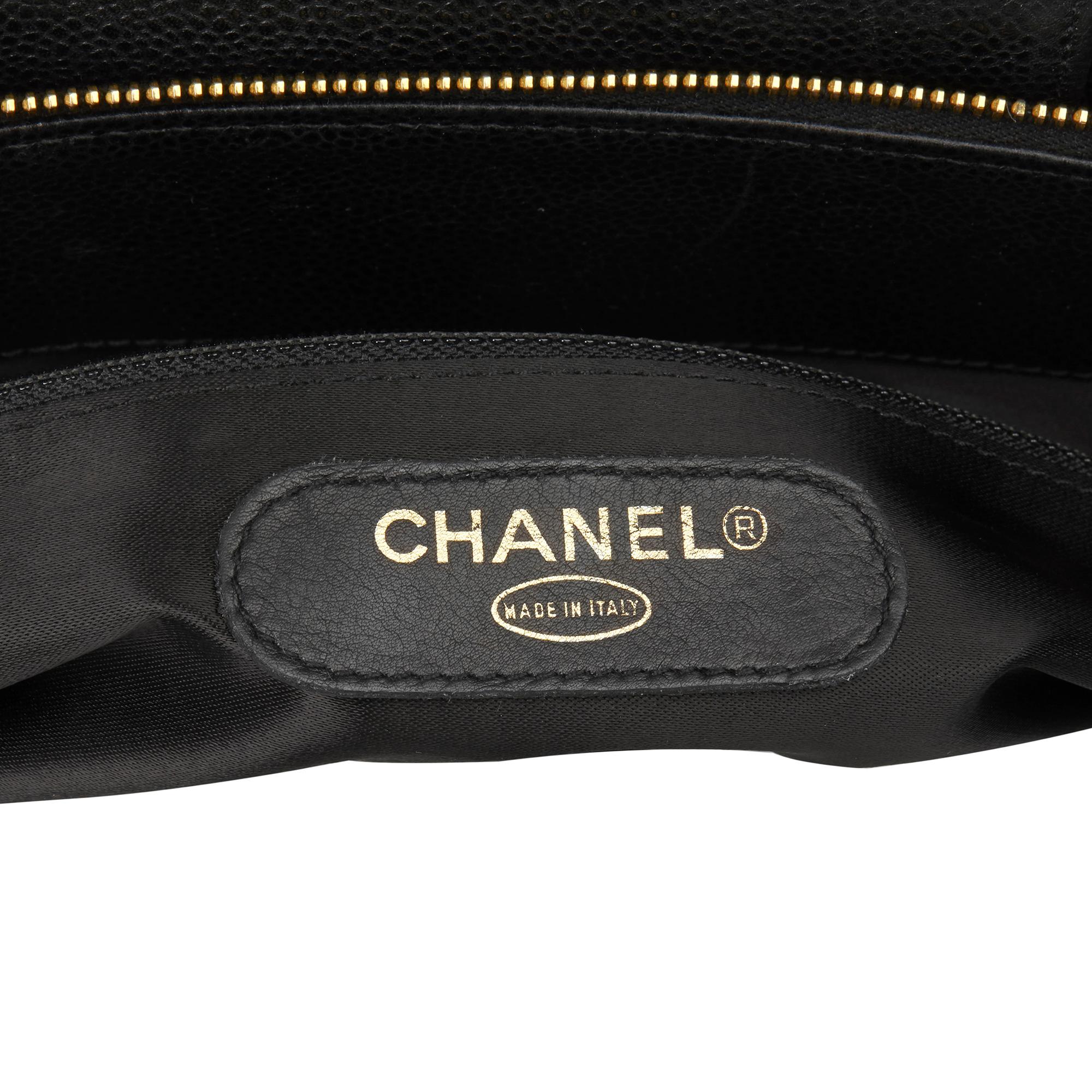1995 Chanel Black Caviar Leather Vintage Jumbo XL Supermodel Tote 4