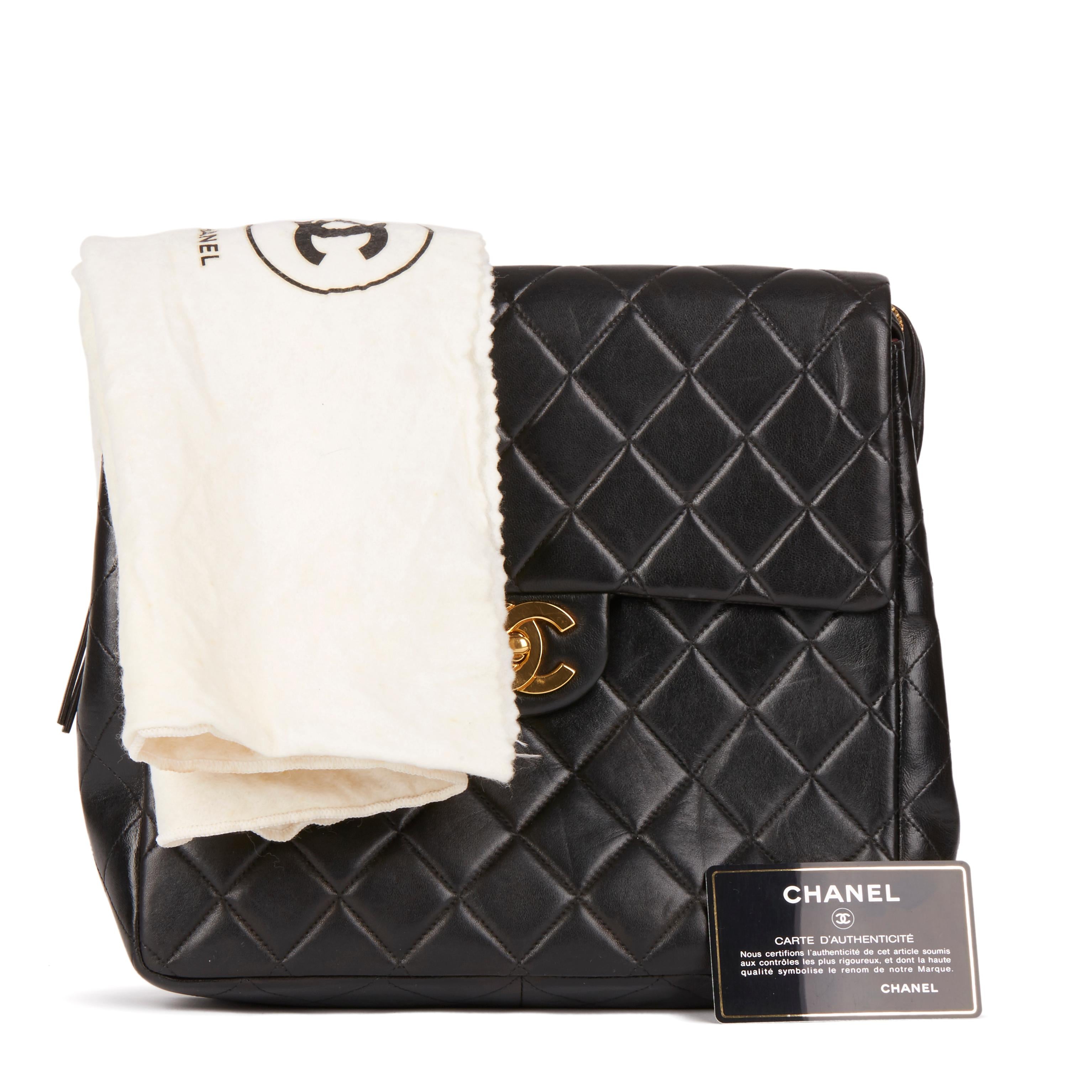 1995 Chanel Black Quilted Lambskin Vintage Classic Timeless Backpack 6