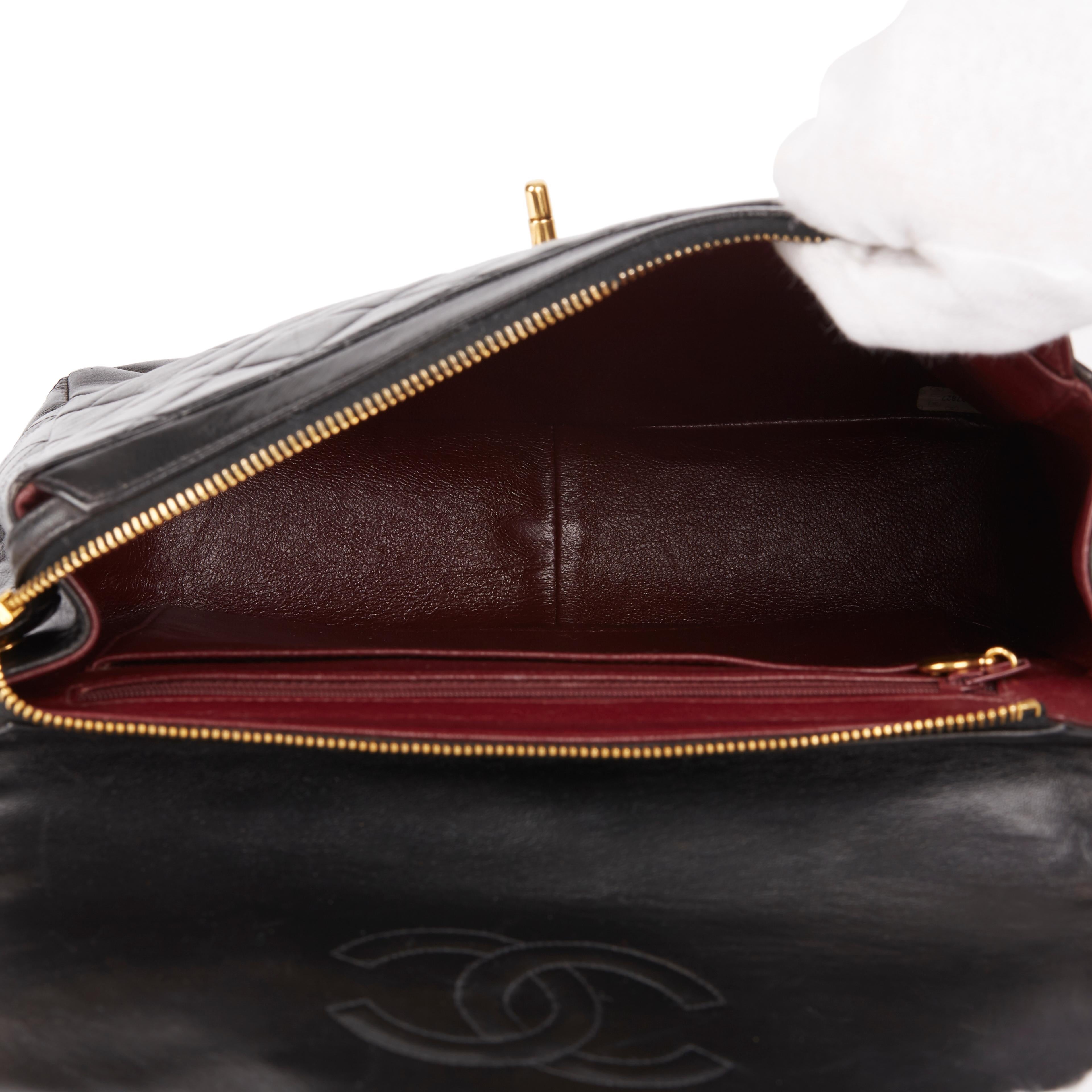 1995 Chanel Black Quilted Lambskin Vintage Classic Timeless Backpack 2