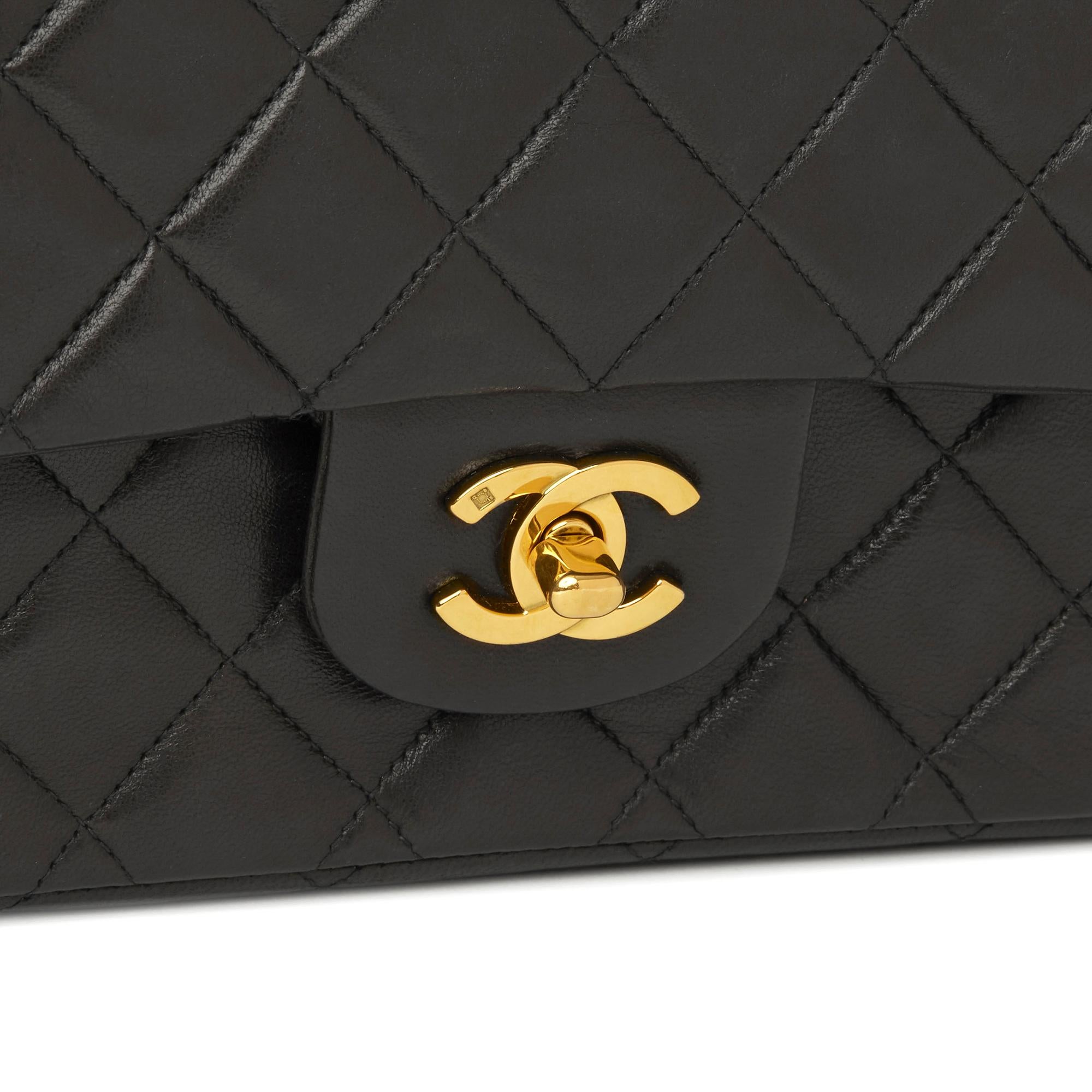 1995 Chanel Black Quilted Lambskin Vintage Medium Classic Double Flap Bag 1