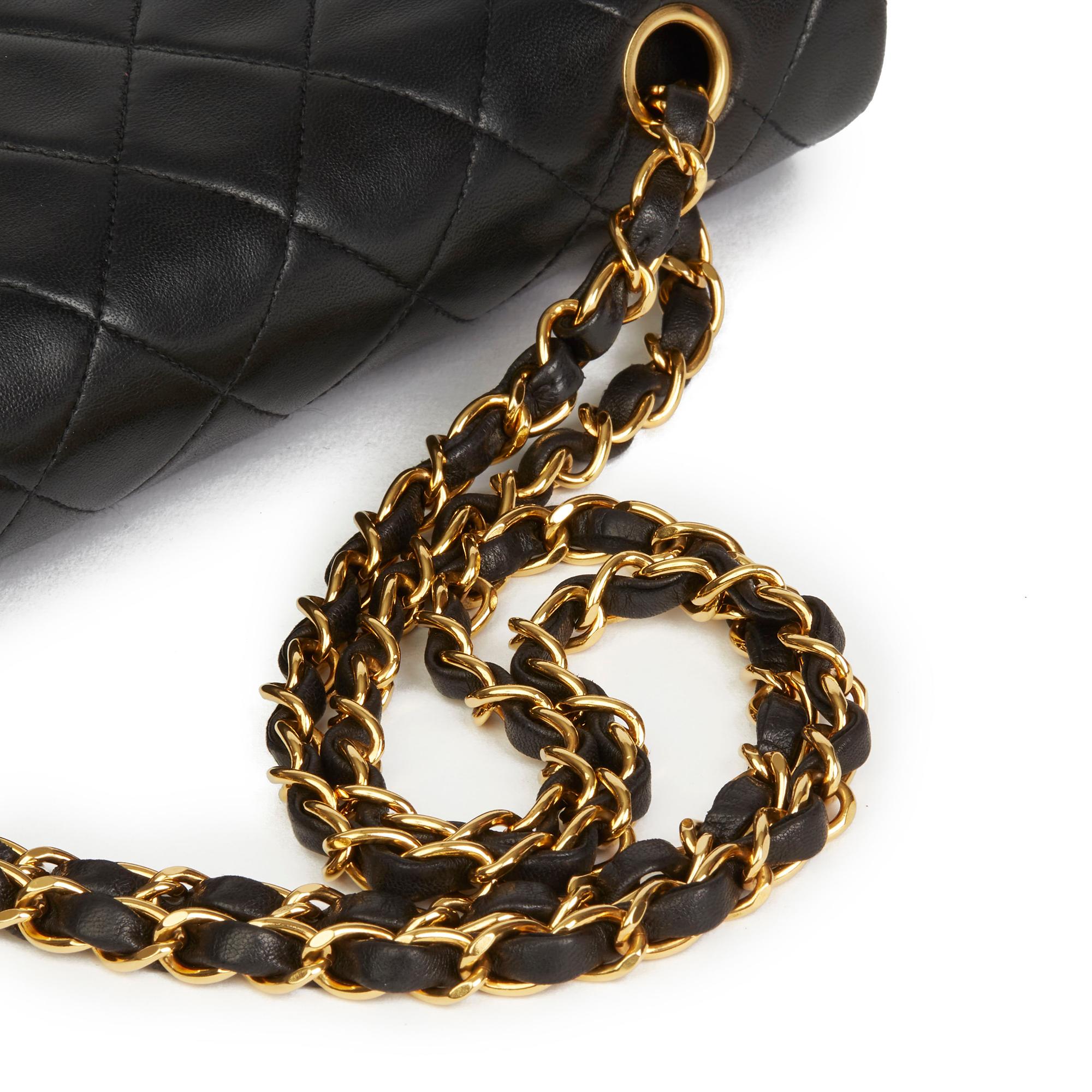 1995 Chanel Black Quilted Lambskin Vintage Medium Classic Double Flap Bag 3