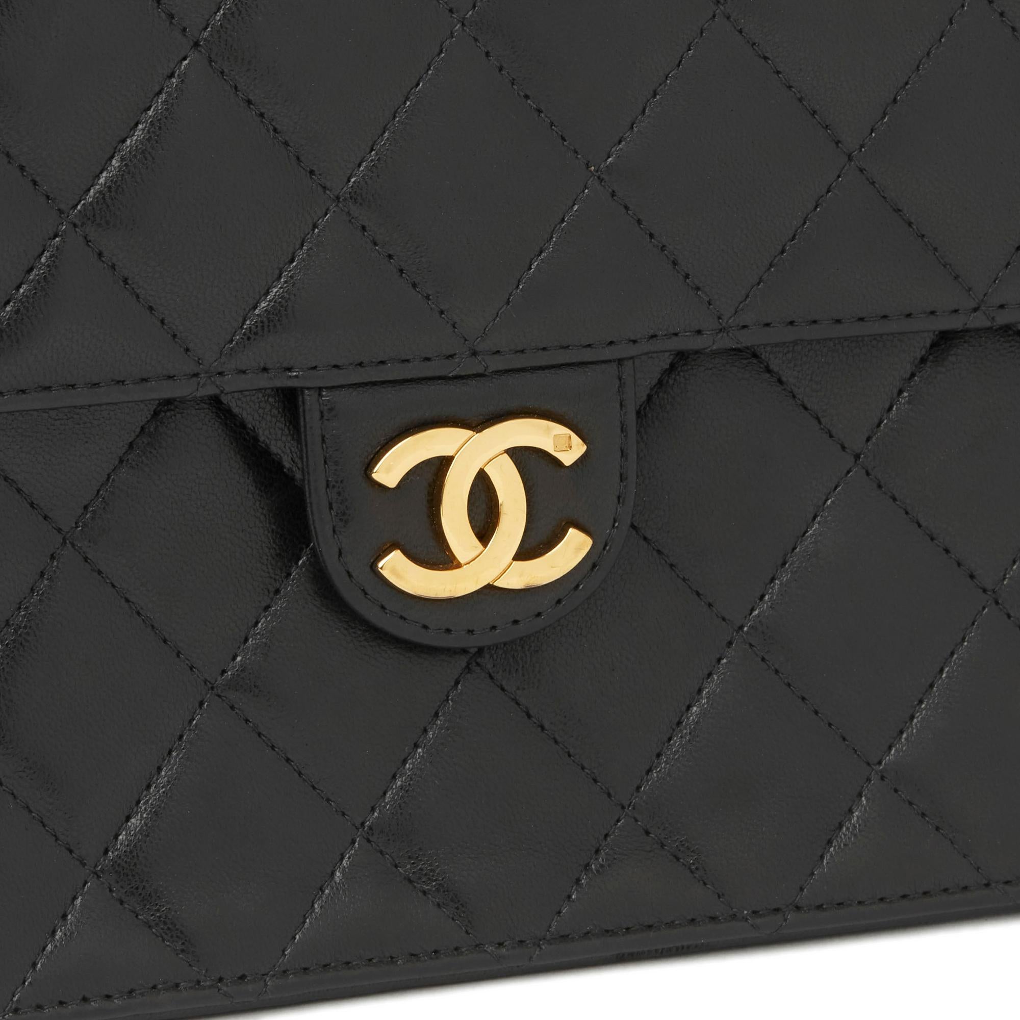 1995 Chanel Black Quilted Lambskin Vintage Medium Classic Single Flap ...