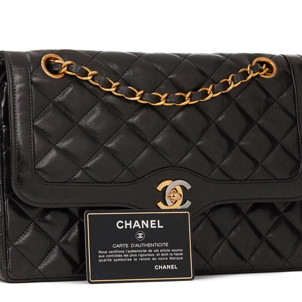 1995 Chanel Black Quilted Lambskin Vintage Medium Paris Limited Double Flap Bag 7