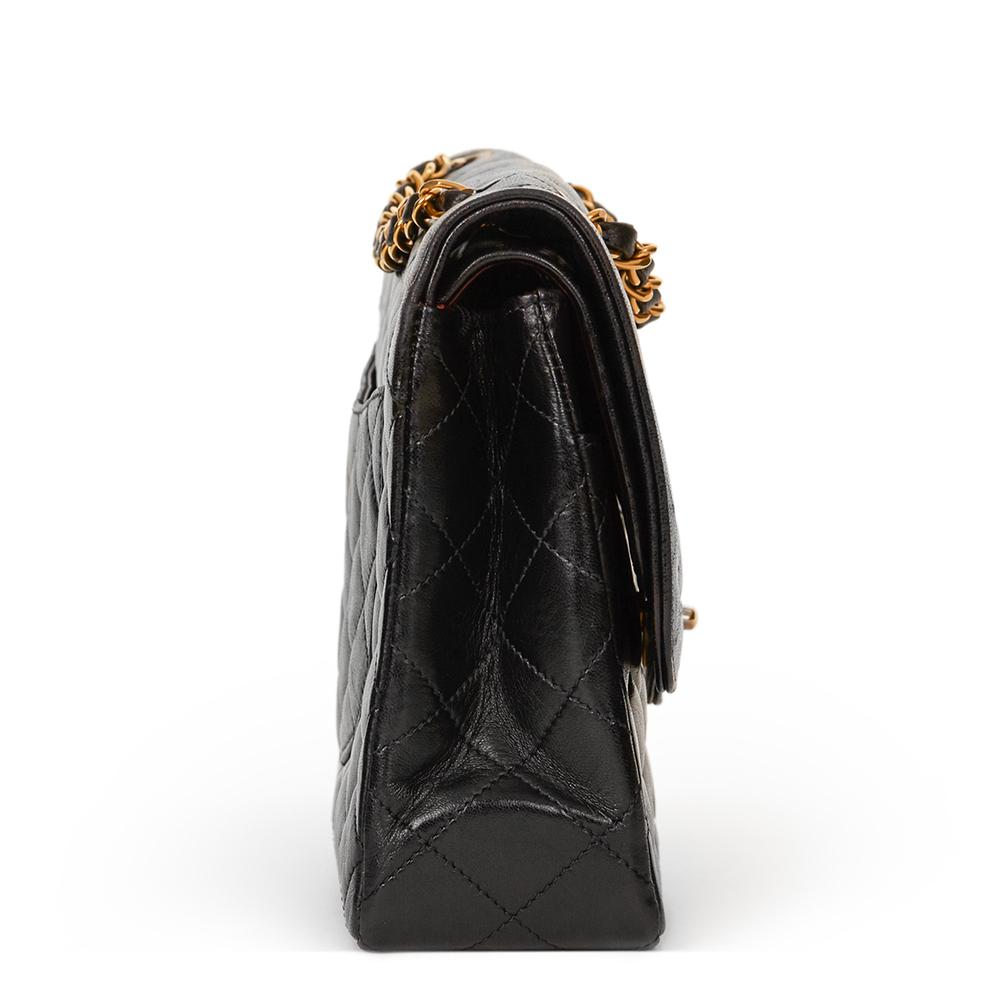 1995 Chanel Black Quilted Lambskin Vintage Medium Paris Limited Double Flap Bag In Excellent Condition In Bishop's Stortford, Hertfordshire