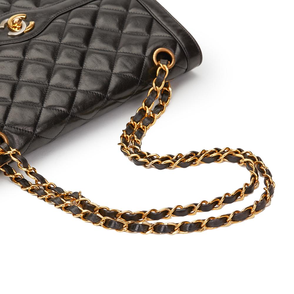 1995 Chanel Black Quilted Lambskin Vintage Medium Paris Limited Double Flap Bag 3