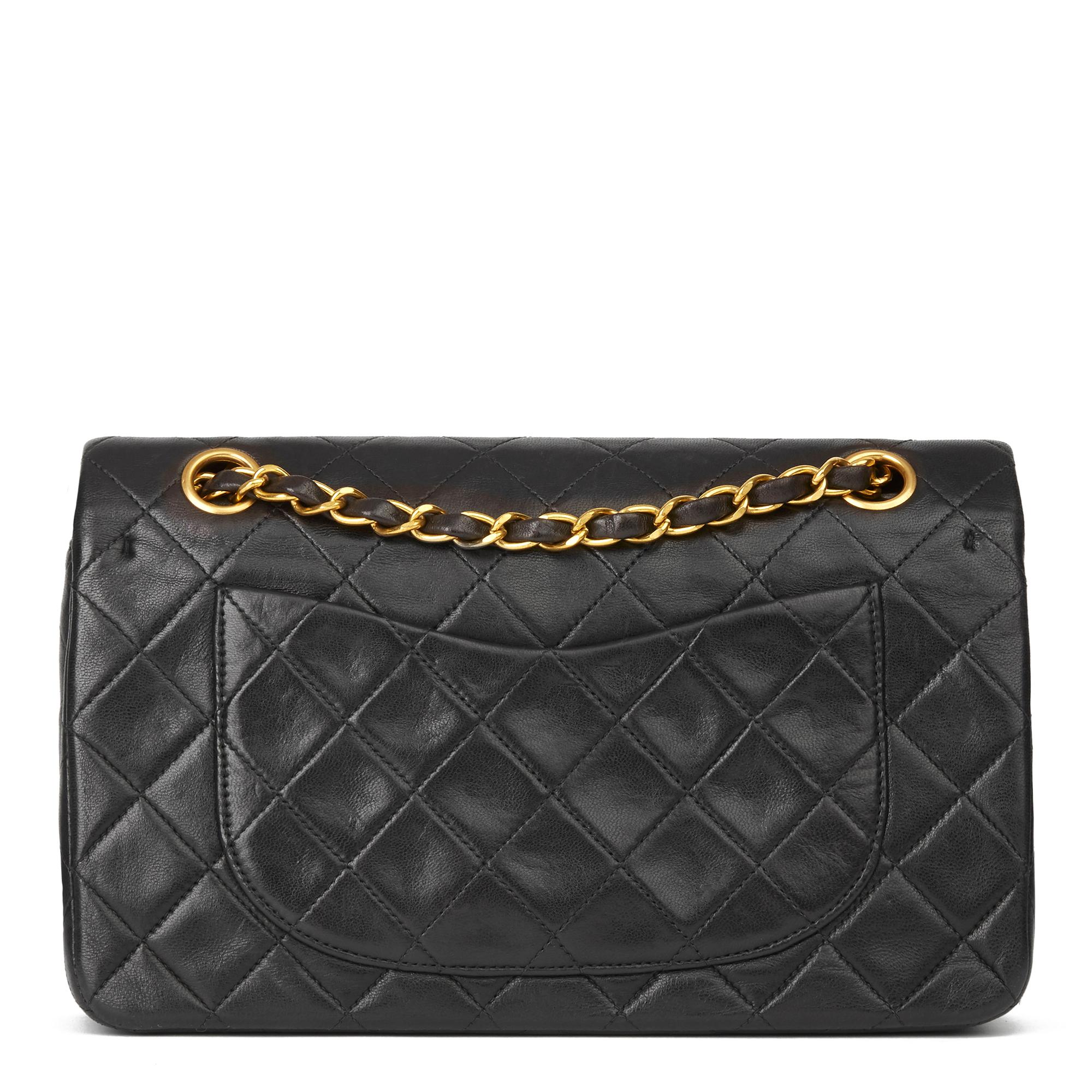 1995 Chanel Black Quilted Lambskin Vintage Small Classic Double Flap Bag 1