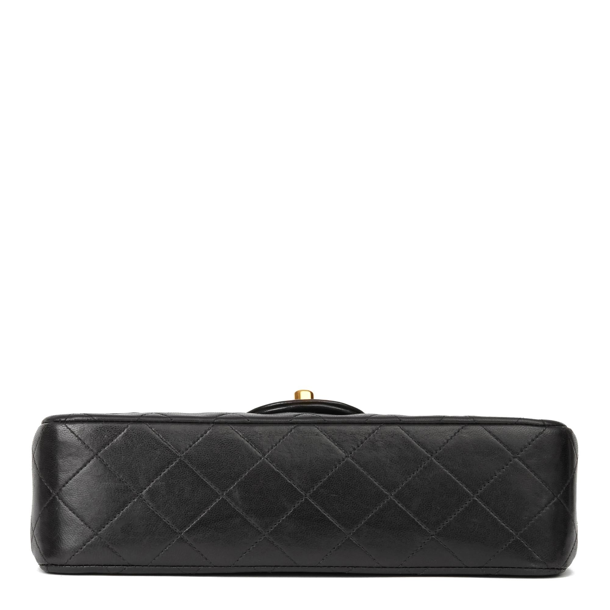 1995 Chanel Black Quilted Lambskin Vintage Small Classic Double Flap Bag 2