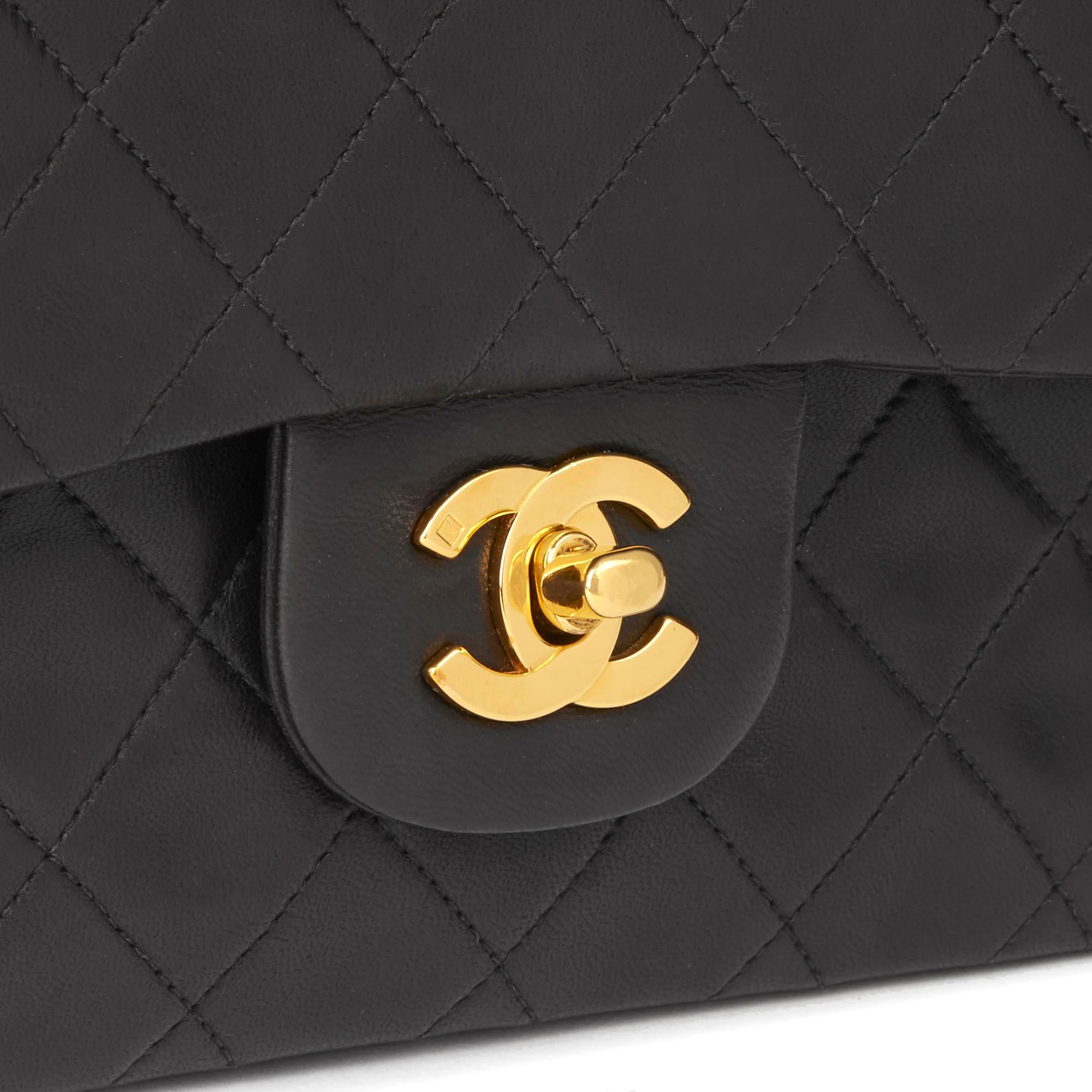 1995 Chanel Black Quilted Lambskin Vintage Small Classic Double Flap Bag 3