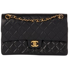 1995 Chanel Black Quilted Lambskin Vintage Small Classic Double Flap Bag