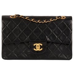 1995 Chanel Black Quilted Lambskin Vintage Small Classic Double Flap Bag