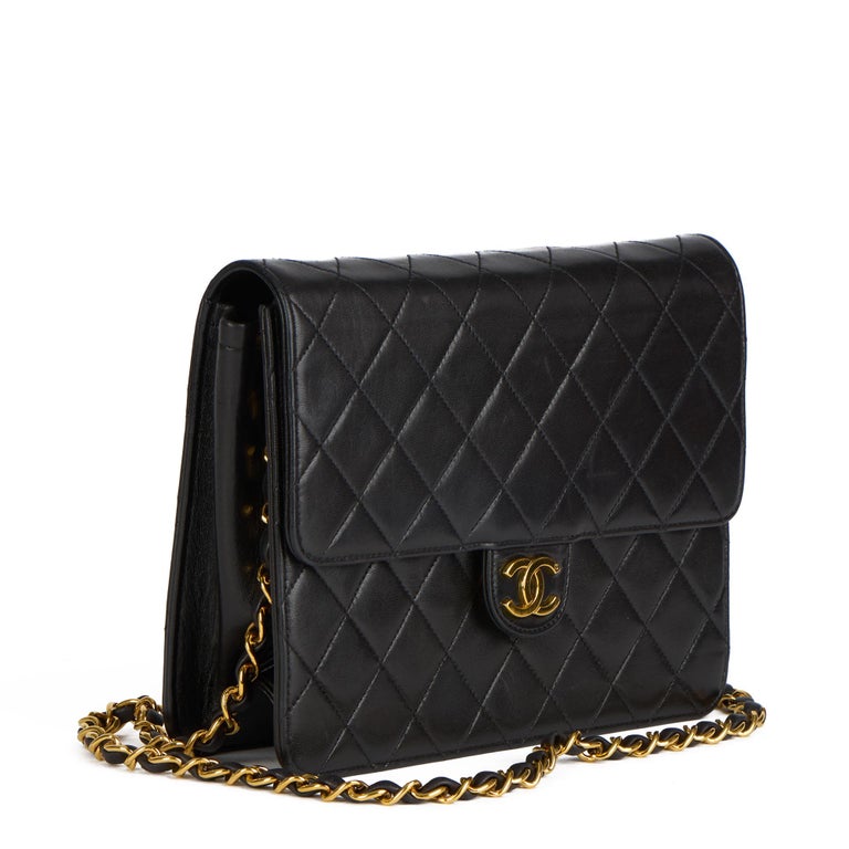 1995 Chanel Black Quilted Lambskin Vintage Small Classic Single