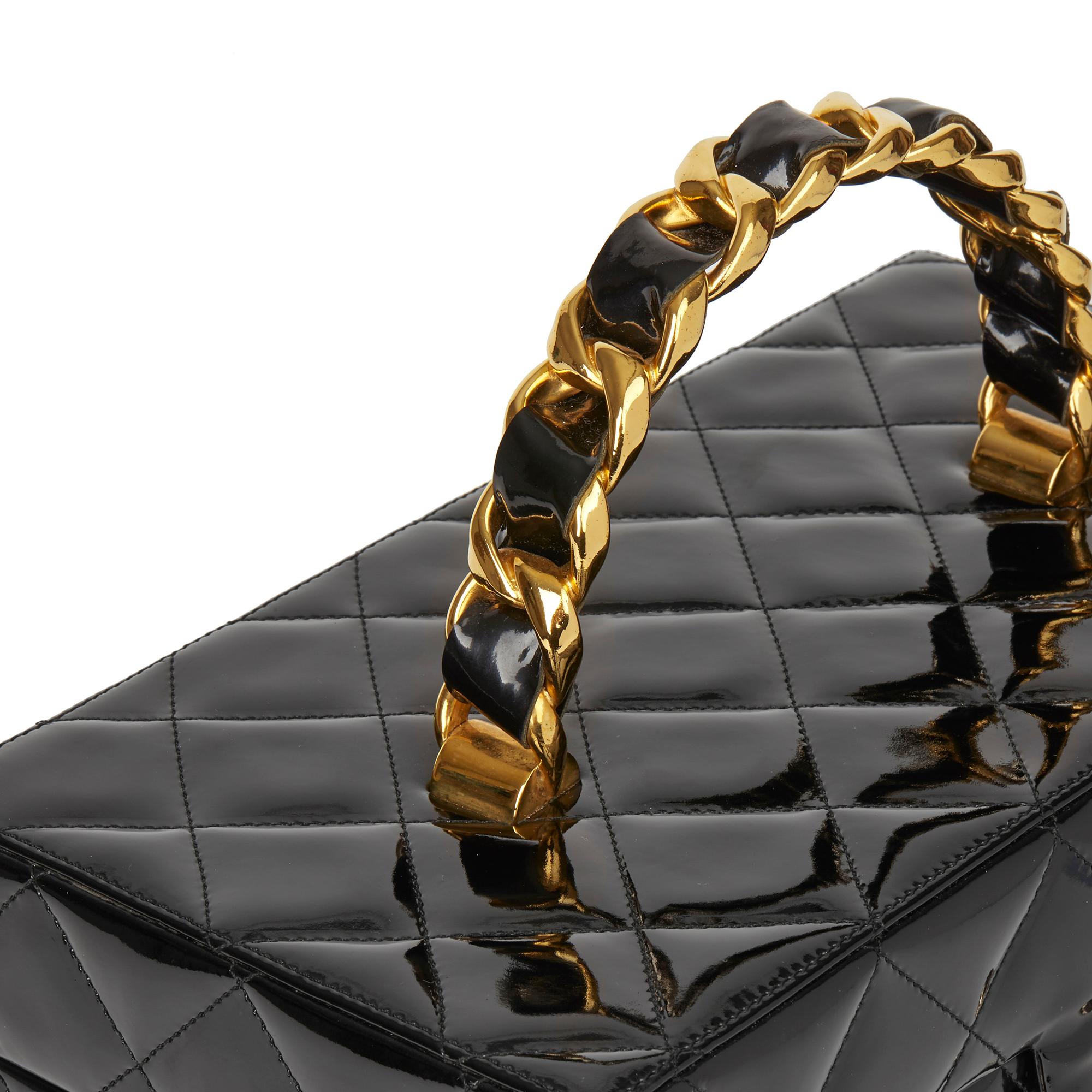 Women's 1995 Chanel Black Quilted Patent Leather Vintage Classic Vanity Case