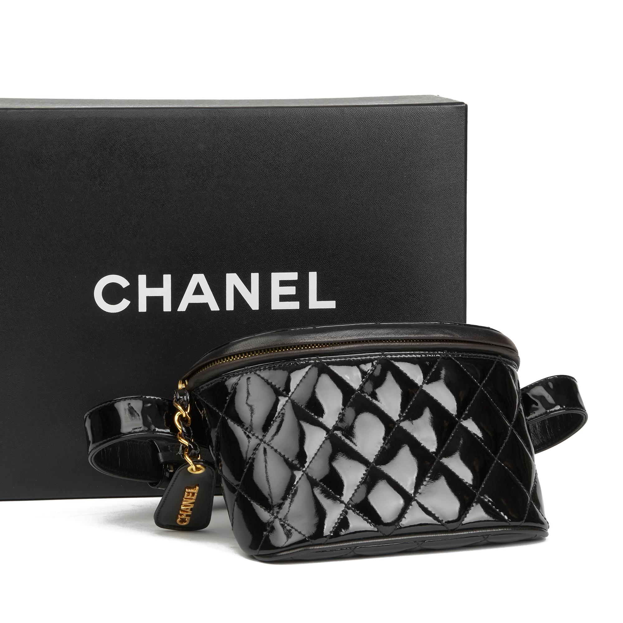 1995 Chanel Black Quilted Patent Leather Vintage Timeless Belt Bag 7