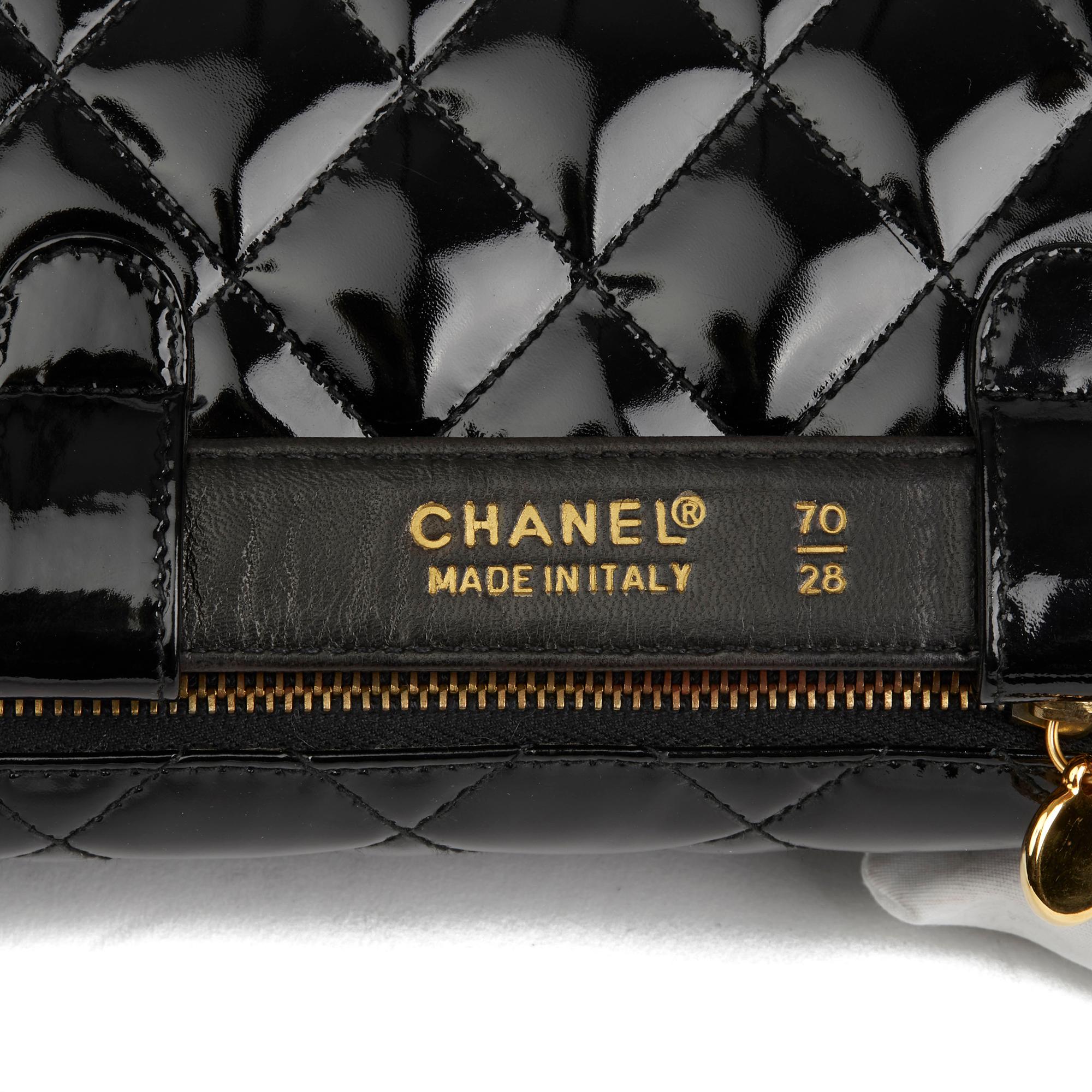 1995 Chanel Black Quilted Patent Leather Vintage Timeless Belt Bag 5