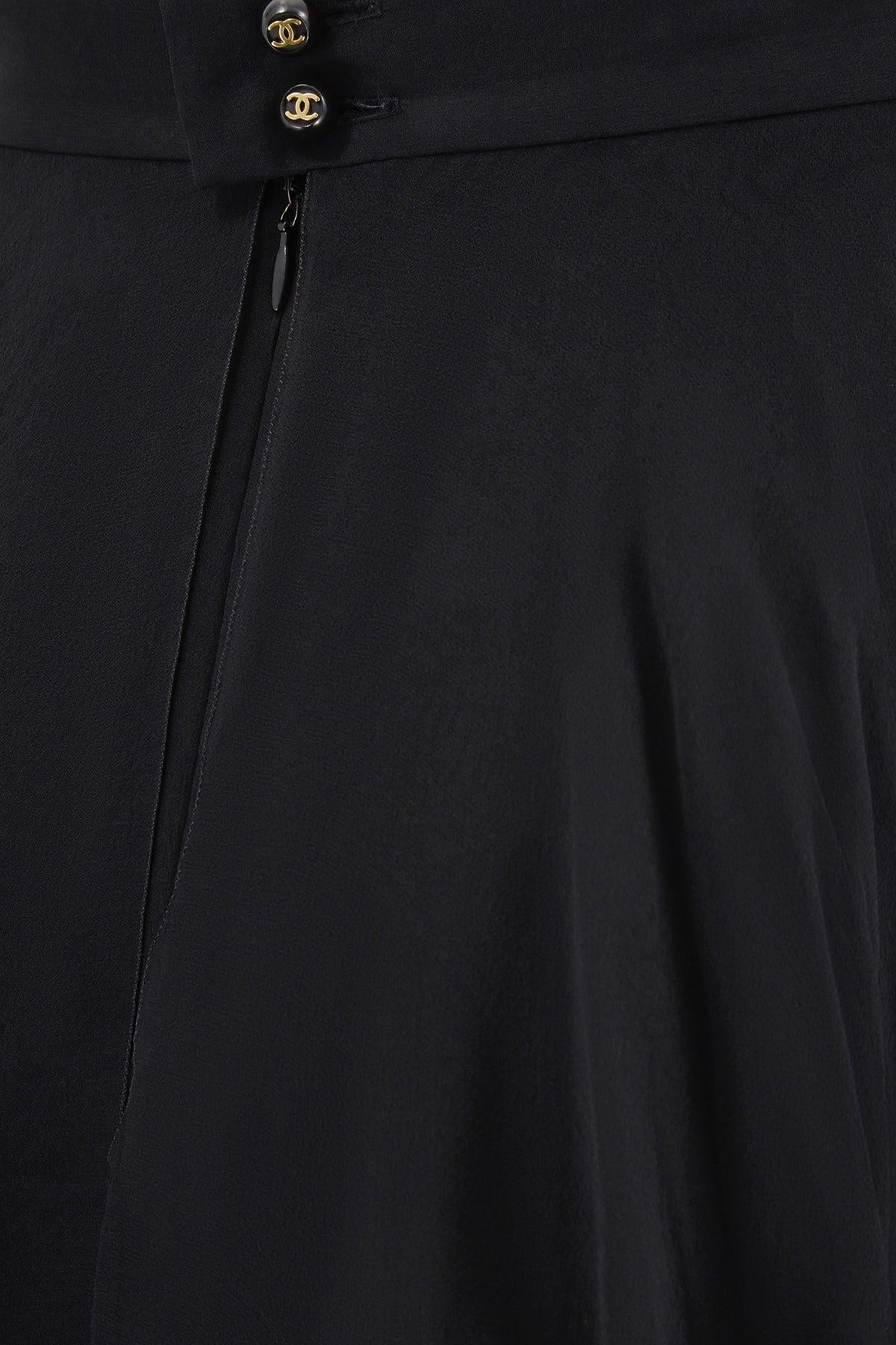 Women's 1995 Chanel Black Silk Chiffon Maxi Skirt For Sale