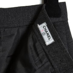 Chanel 1995 Jupe Crayon Anthracite FR36 Dark Grey Jersey Pencil skirt UK8 US6