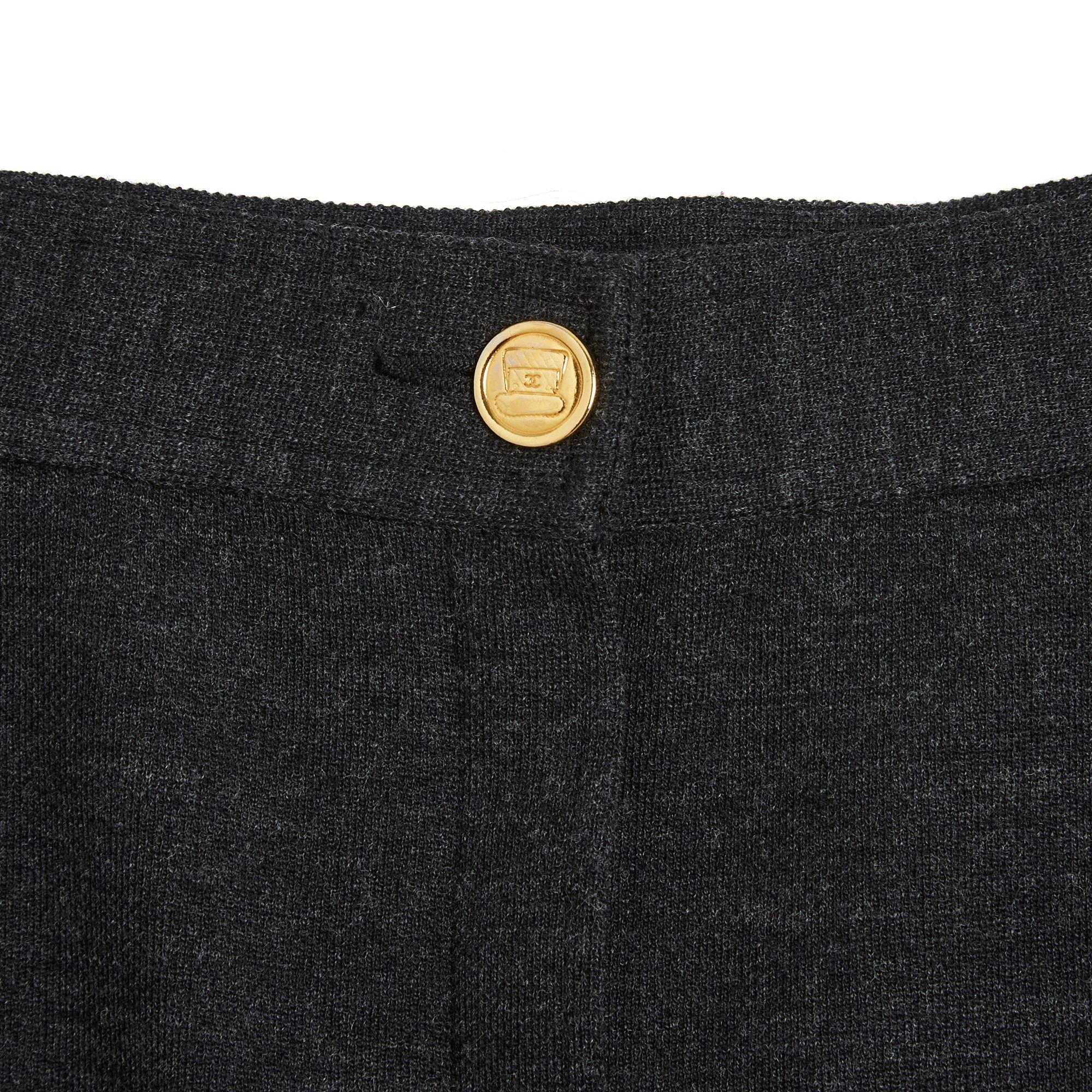 Women's or Men's 1995 Chanel Dark Grey Jersey Pencil skirt FR36 For Sale