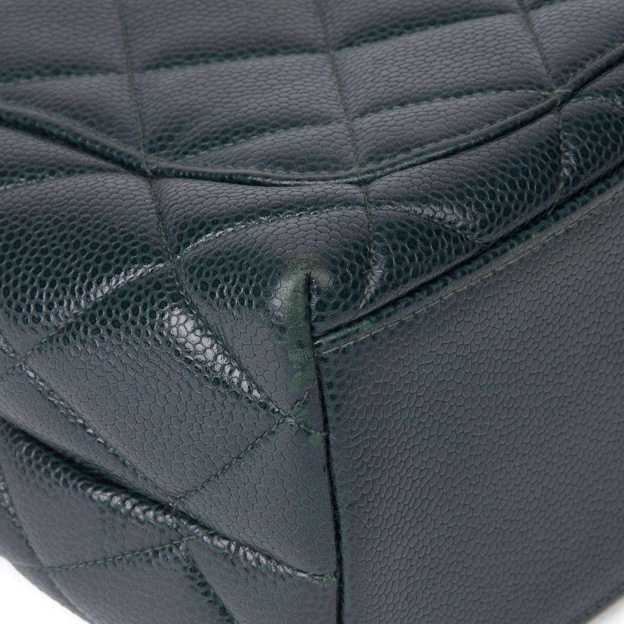 1995 Chanel Forest Green Quilted Caviar Leather Vintage Timeless Shoulder Bag  5