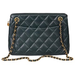 1995 Chanel Forest Green Quilted Caviar Leather Vintage Timeless Shoulder Bag