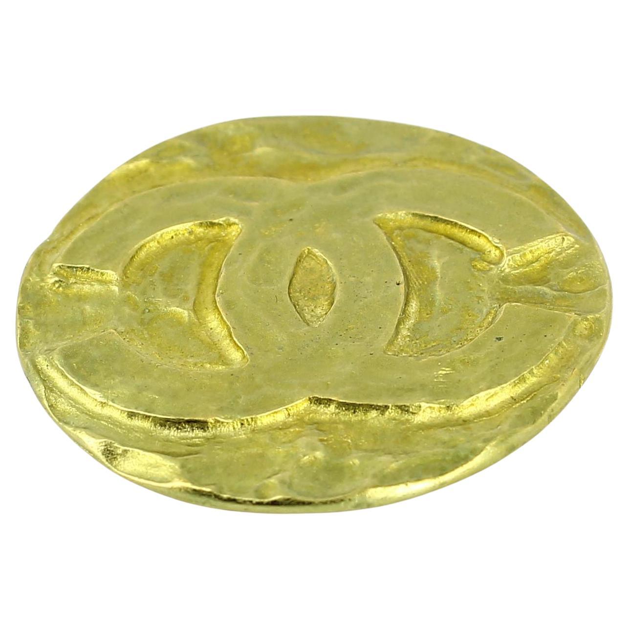 1995 Chanel Golden Double C Center Brooch For Sale