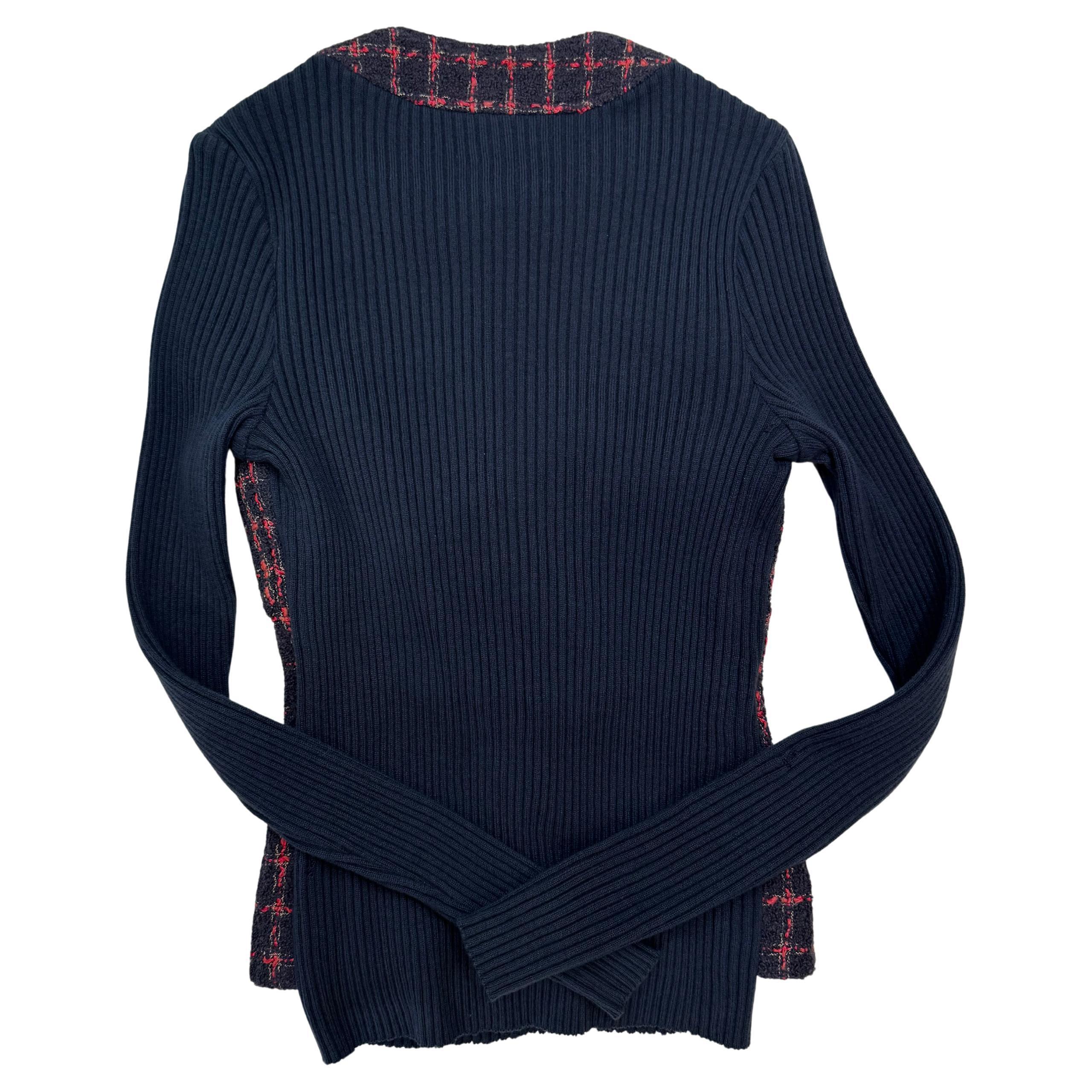 1995 CHANEL Marineblaues Tweed-Wollkleid FR38 Geändert (Schwarz) im Angebot