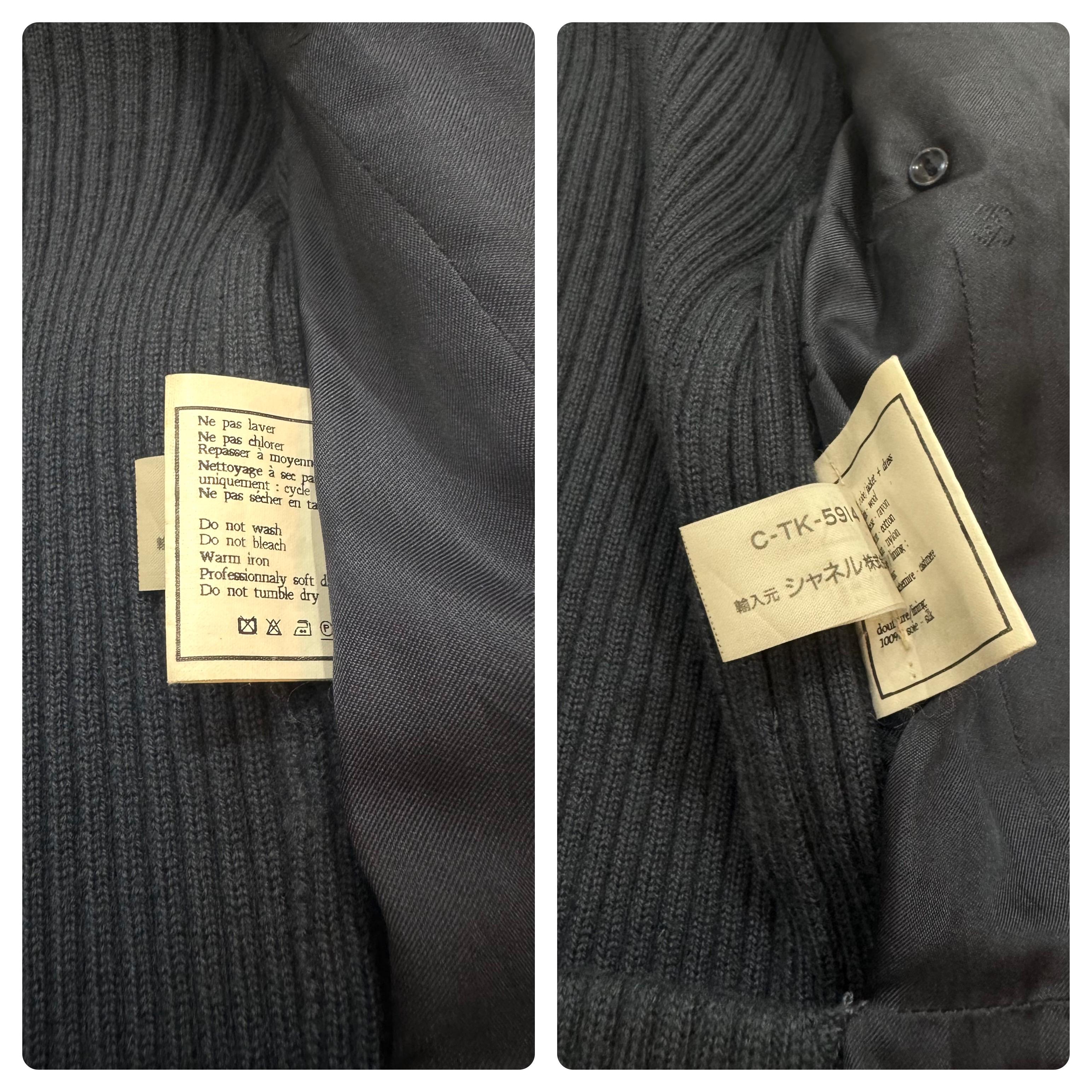 1995 CHANEL Marineblaues Tweed-Wollkleid FR38 Geändert im Angebot 4