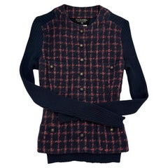 1995 CHANEL Marineblaues Tweed-Wollkleid FR38 Geändert