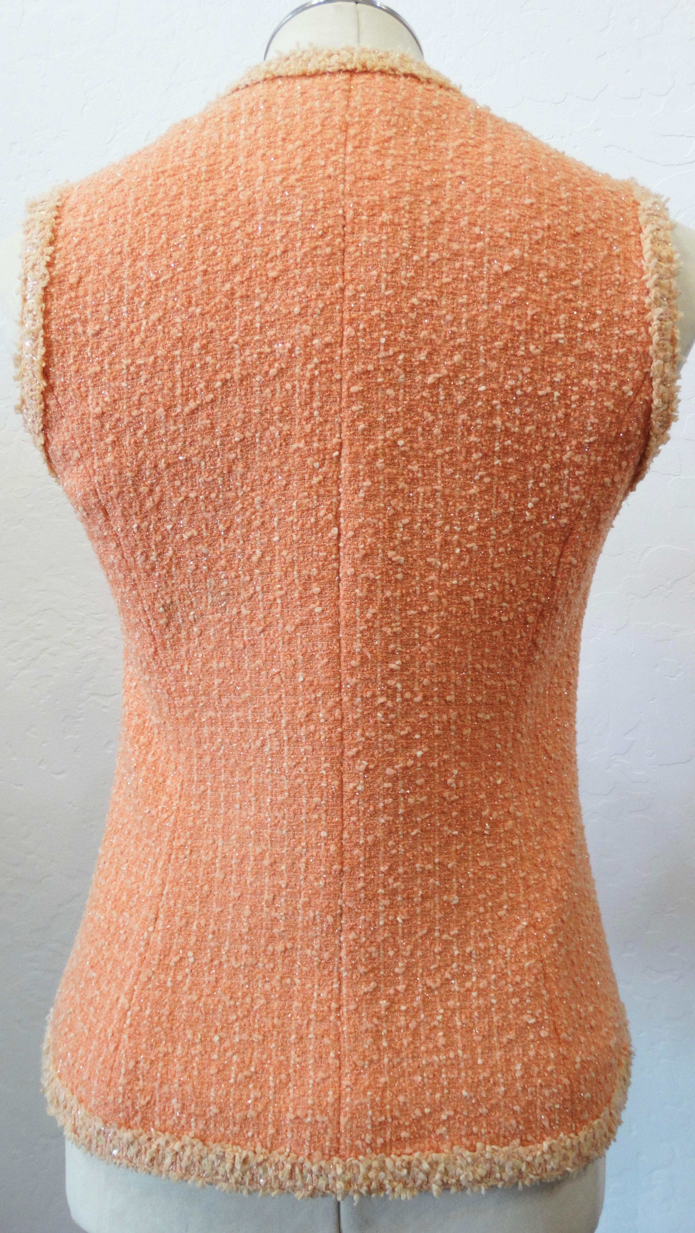 1995 Chanel Peach Tweed Vest  7