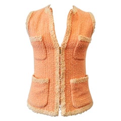 Retro 1995 Chanel Peach Tweed Vest 
