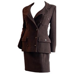 1995 CHANEL Vintage Runway ARCHIVAL Chocolate Brown Tweed Boucle Suit Collection