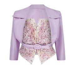 1995 Christian Lacroix Pasarela Alta Costura Conjunto Corsé y Falda Lila