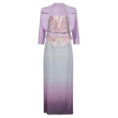 1995 Christian Lacroix Runway Haute Couture Lilac Corset and Skirt Set